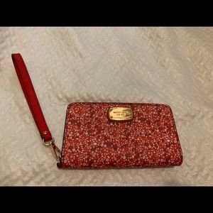 Micheal Kors red flower wristlet
